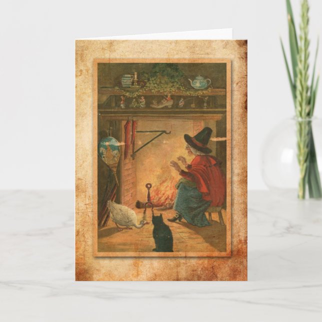 Halloween-Hexe Karte (Vorderseite)