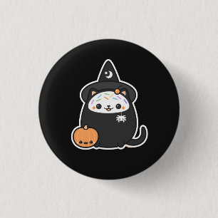 Halloween-Hexe-Katze Button