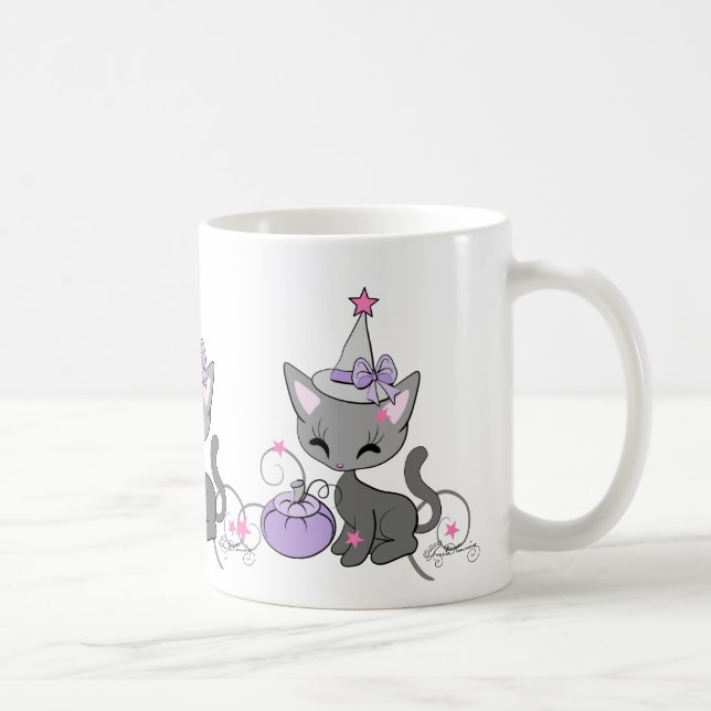 Halloween-Hexe-Katze Kaffeetasse (Rechts)