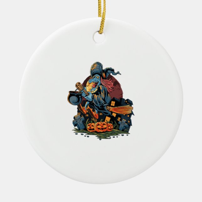 Halloween-Hexe Keramik Ornament (Vorne)