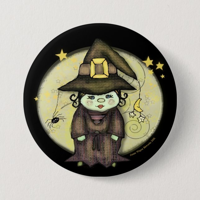 Halloween-Hexe-Knopf Button (Vorderseite)