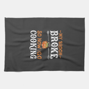 Halloween Hexe Koch Besen Zerbrochen Design_1 Geschirrtuch