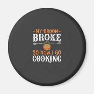 Halloween Hexe Koch Besen Zerbrochen Design_1 Magnet