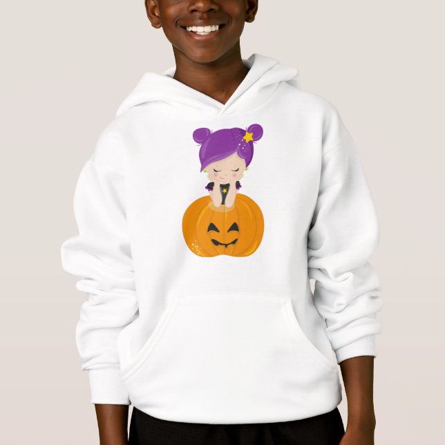 Halloween, Hexe, Kürbis, Boo, Trick oder Trete Hoodie (Vorderseite)
