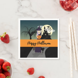 Halloween Hexe Kürbis Schwarze Katze Ihr Text Serviette