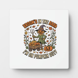 Halloween-Hexe Kürbisfeld Humor Fotoplatte