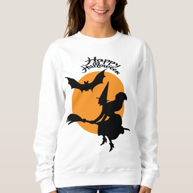 Halloween-Hexe mit Fledermaus, Hexe Sweatshirt (Vorderseite)