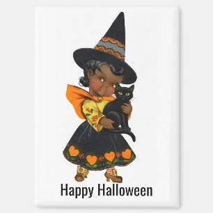Halloween-Hexe mit Katze Magnet