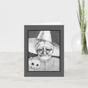 Halloween-Hexe mit Katzen-Karte Karte