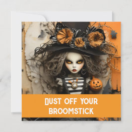 Halloween-Hexe mit Kürbissen Einladung