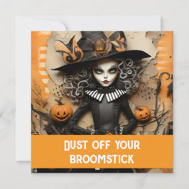 Halloween-Hexe mit Kürbissen Einladung