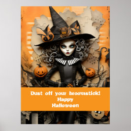 Halloween-Hexe mit Kürbissen Poster