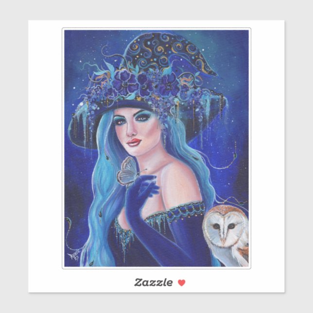 Halloween Hexe mit Schmetterlingen von Renee Lavoi Aufkleber (Blatt)