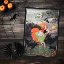 Halloween Hexe mit schwarzen Katzen