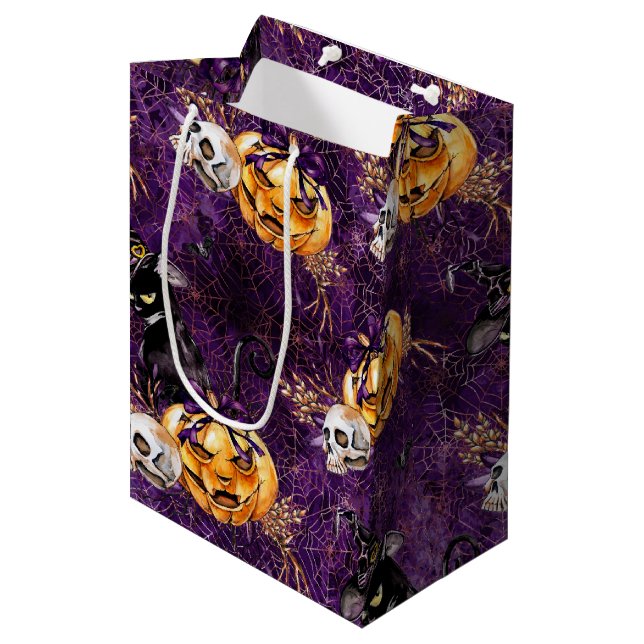 Halloween Hexe Mittlere Geschenktüte (Vorderseite Schrägansicht)