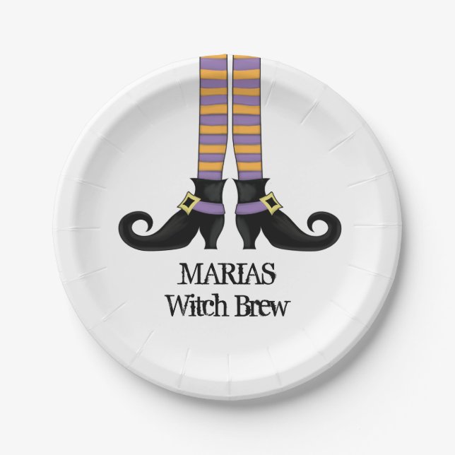 Halloween Hexe Niedliche einfache Whimsikschuhe Pappteller (Vorderseite)