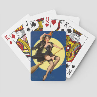 Halloween Hexe Pin Up Mädchen Hexe Spielkarten