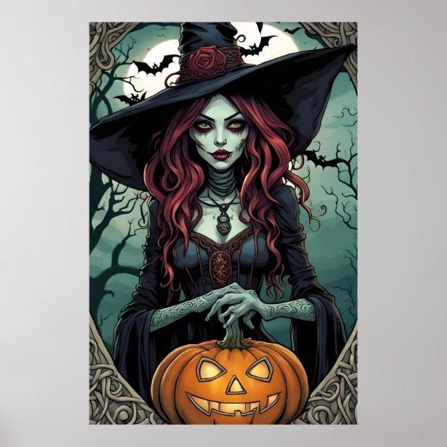 Halloween Hexe Poster (Vorne)