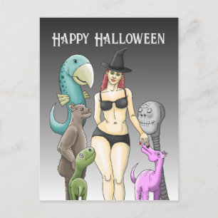 Halloween Hexe Postkarte