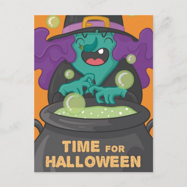 Halloween Hexe Postkarte (Vorderseite)