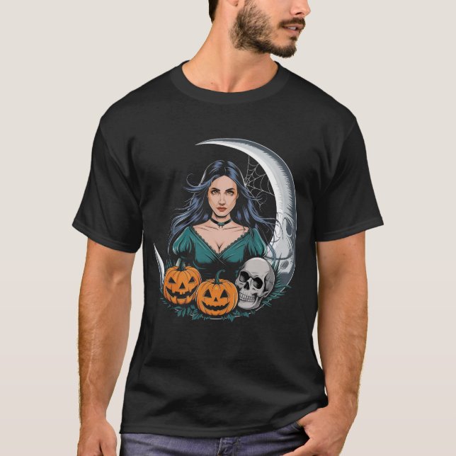 Halloween Hexe - Realistischer T - Shirt (Vorderseite)