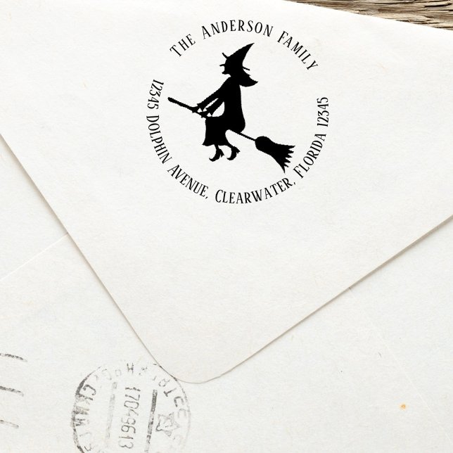 Halloween Hexe Rücksendeadresse Custom Permastempel (Halloween witch custom return address stamp. )