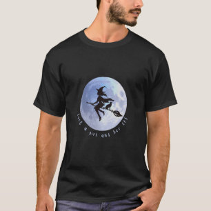 Halloween Hexe schwarze Katze Mond Mädchen Gruseli T-Shirt