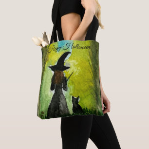 Halloween Hexe Schwarze Katze Wasserfarbe Modern
