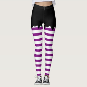 Halloween-Hexe-Schwarzes mit weißen Streifen Leggings