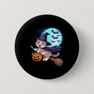 Halloween Hexe Scottish Fold Mond Coupari Button