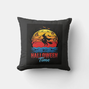 Halloween Hexe Sonnenuntergang Vektor Kissen
