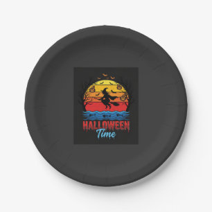 Halloween Hexe Sonnenuntergang Vektor Pappteller