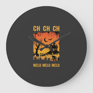 Halloween-Hexe Spukhaus Silhouette Kunst_1 Große Wanduhr