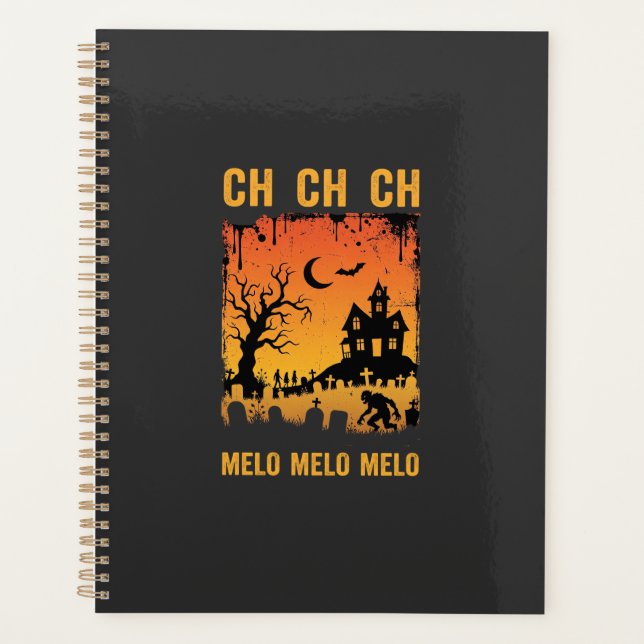 Halloween-Hexe Spukhaus Silhouette Kunst_1 Planer (Vorderseite)