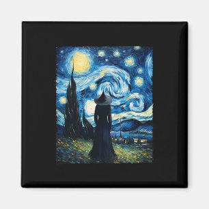 Halloween Hexe Starry Night Van Gogh Aesthetic Pa Magnet