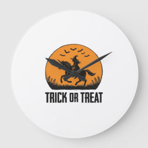 Halloween Hexe Süßigkeiten Oder Saures Vintage Mon Große Wanduhr