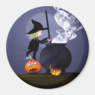 Halloween Hexe und Cauldron Magnet