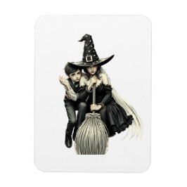 Halloween Hexe und Junge: Dunkle Magie Magnet