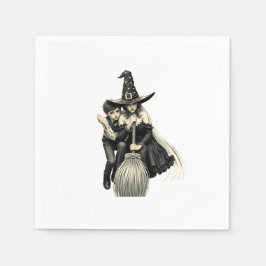 Halloween Hexe und Junge: Dunkle Magie Serviette