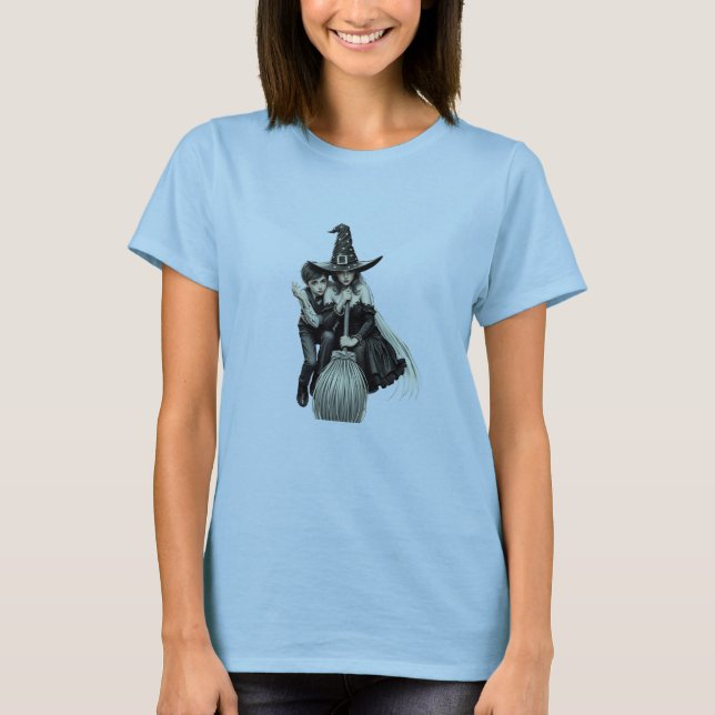 Halloween Hexe und Junge: Dunkle Magie T-Shirt (Vorderseite)