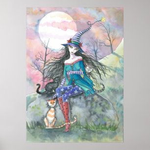 Halloween Hexe und Katzen Poster von Molly Harriso