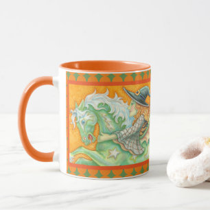 HALLOWEEN HEXE UND PFERD KOMBO-TASSE Orange Grün Tasse