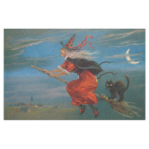 Hallowe'en Hexe und schwarze Katze in der Hallowee Stoff