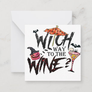 Halloween Hexe und Wein Mitteilungskarte