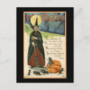 Halloween Hexe Vintage Postkarte