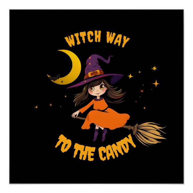 Halloween Hexe - Welcher Weg zur Candy Poster (Vorderseite)