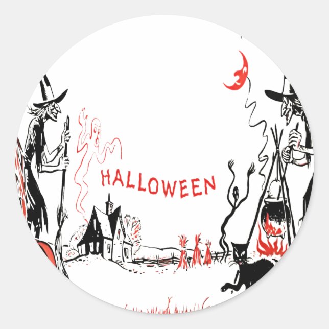 Halloween Hexen Aufkleber (Vorderseite)