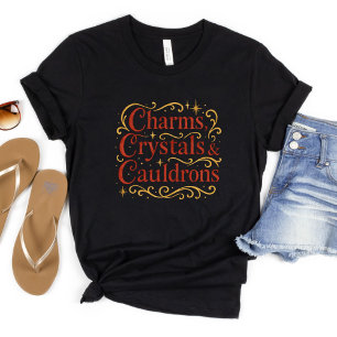 Halloween Hexen-Charm-Kristalle-Kessel-Goth T-Shirt