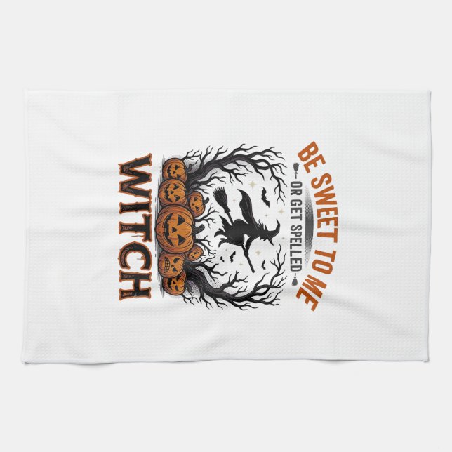 Halloween Hexen Design Sei Süß Oder Werde Verzaube Geschirrtuch (Horizontal)