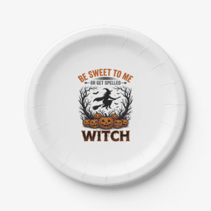 Halloween Hexen Design Sei Süß Oder Werde Verzaube Pappteller